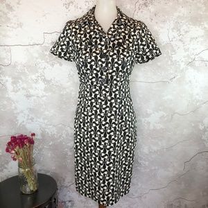 Club Monaco Monochrome Patterned Midi Dress